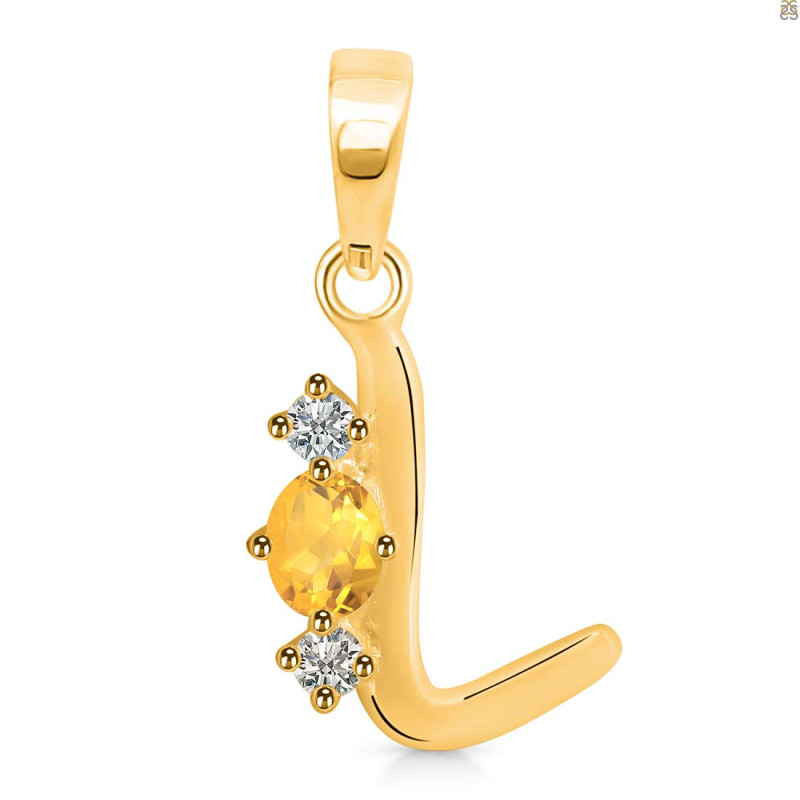 Citrine & White Topaz Alphabet L Pendant CIT-RDA-64.