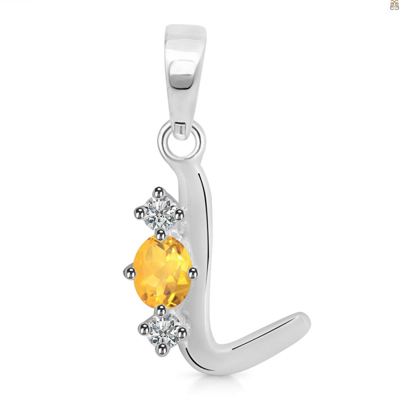 Citrine & White Topaz Alphabet L Pendant CIT-RDA-64.