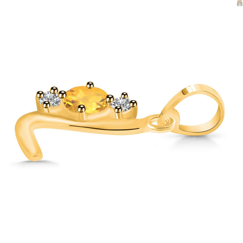 Citrine & White Topaz Alphabet L Pendant CIT-RDA-64.