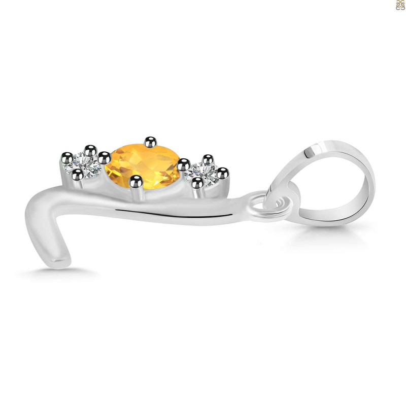 Citrine & White Topaz Alphabet L Pendant