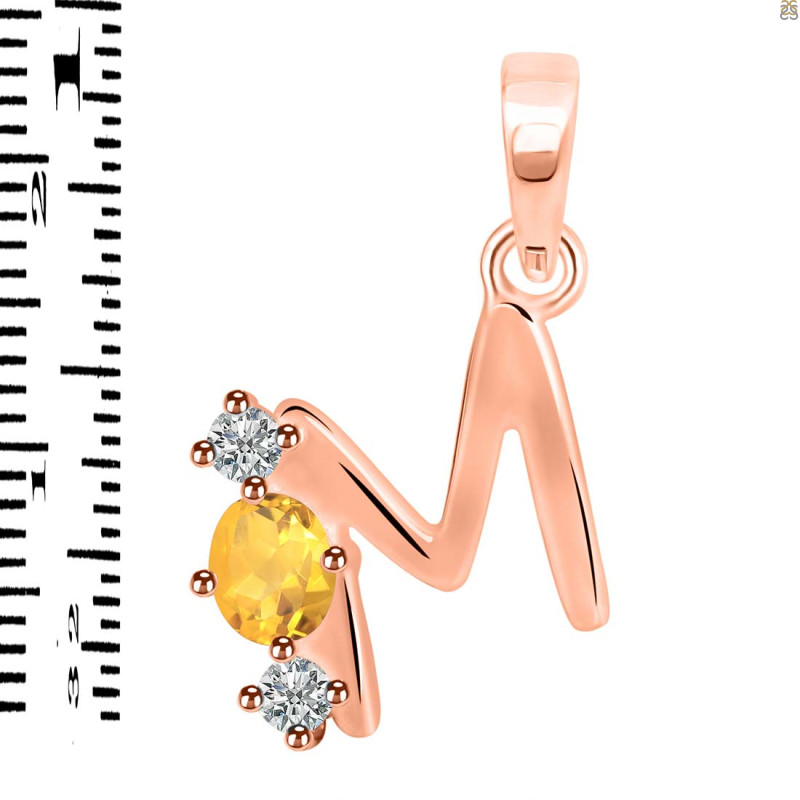 Citrine & White Topaz Alphabet M Pendant CIT-RDA-65.