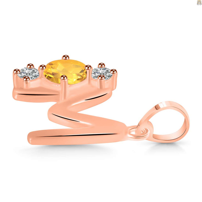 Citrine & White Topaz Alphabet M Pendant CIT-RDA-65.