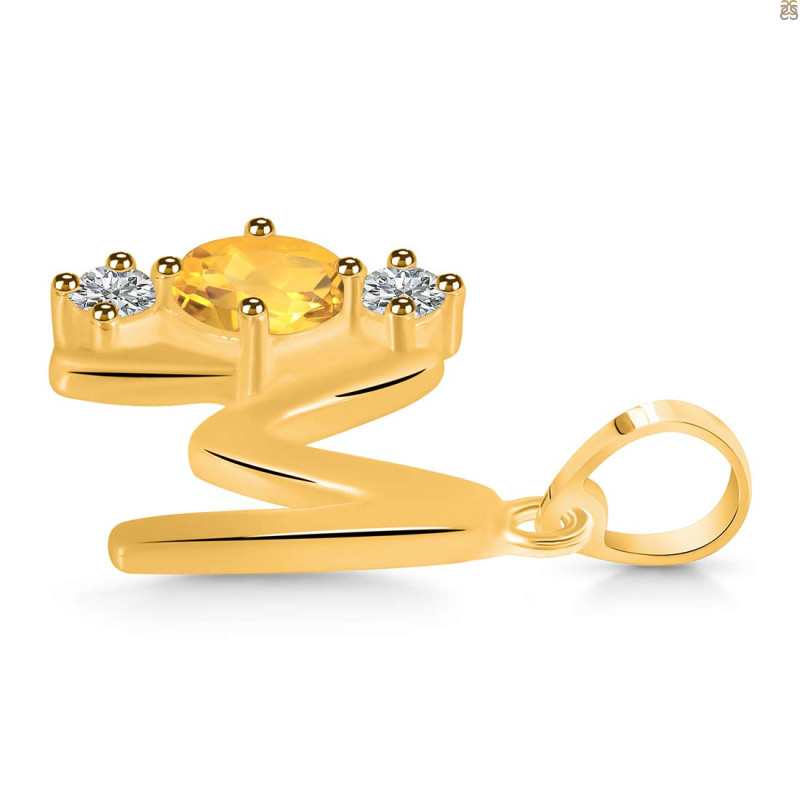 Citrine & White Topaz Alphabet M Pendant CIT-RDA-65.