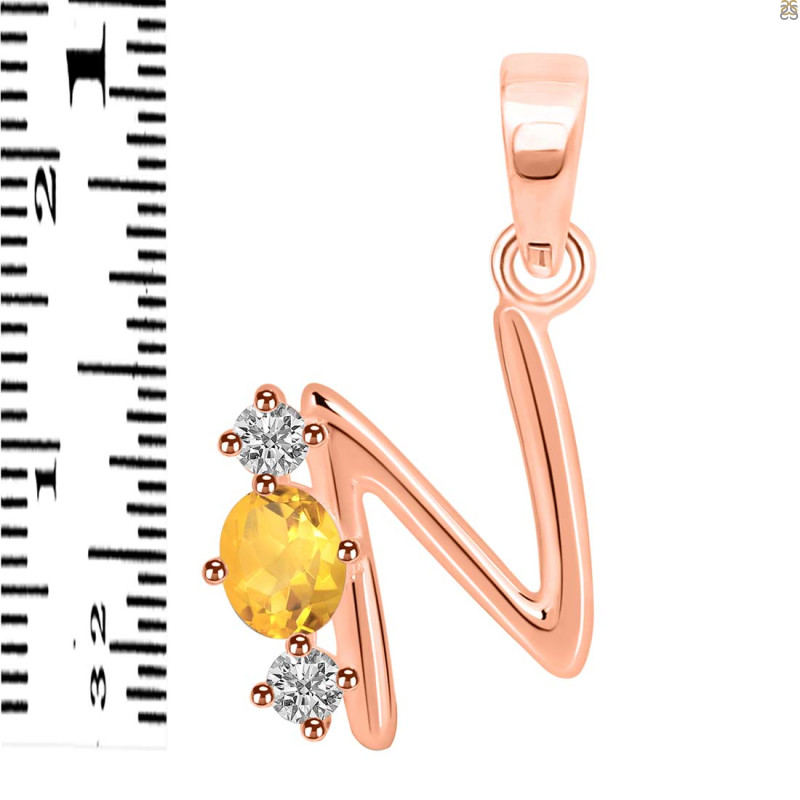 Citrine & White Topaz Alphabet N Pendant CIT-RDA-66.
