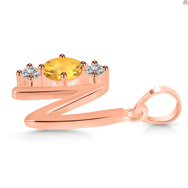 Citrine & White Topaz Alphabet N Pendant CIT-RDA-66.