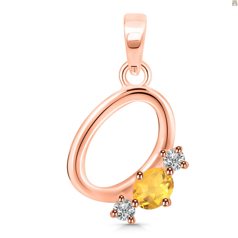 Citrine & White Topaz Alphabet O Pendant CIT-RDA-67.