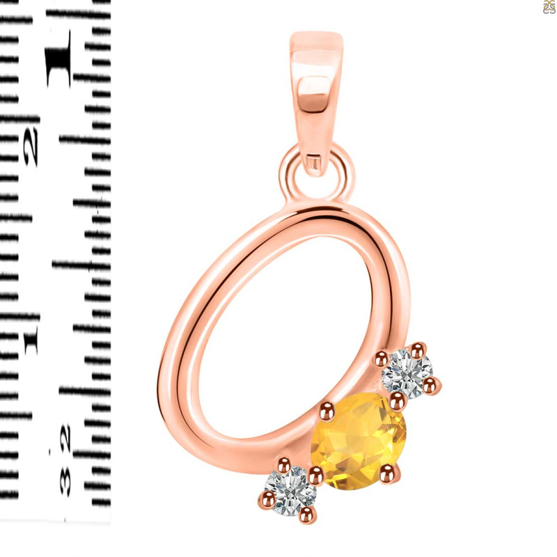 Citrine & White Topaz Alphabet O Pendant CIT-RDA-67.