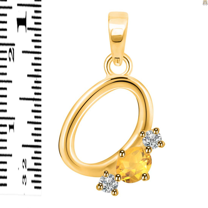 Citrine & White Topaz Alphabet O Pendant CIT-RDA-67.
