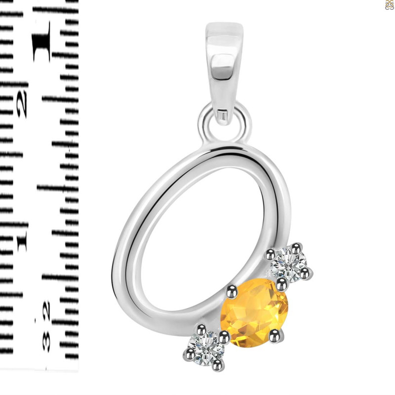 Citrine & White Topaz Alphabet O Pendant CIT-RDA-67.