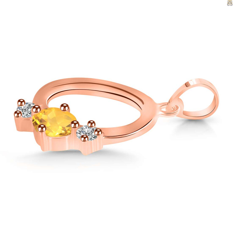 Citrine & White Topaz Alphabet O Pendant CIT-RDA-67.