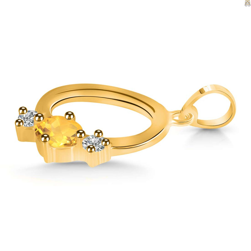 Citrine & White Topaz Alphabet O Pendant CIT-RDA-67.