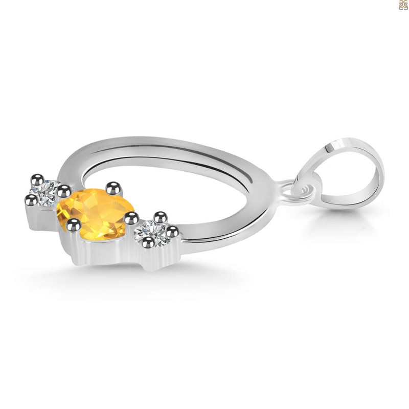Citrine & White Topaz Alphabet O Pendant CIT-RDA-67.