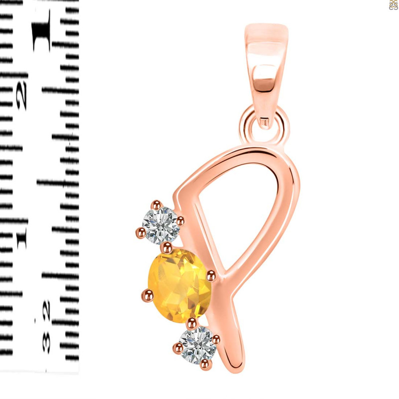 Citrine & White Topaz Alphabet P Pendant CIT-RDA-68.