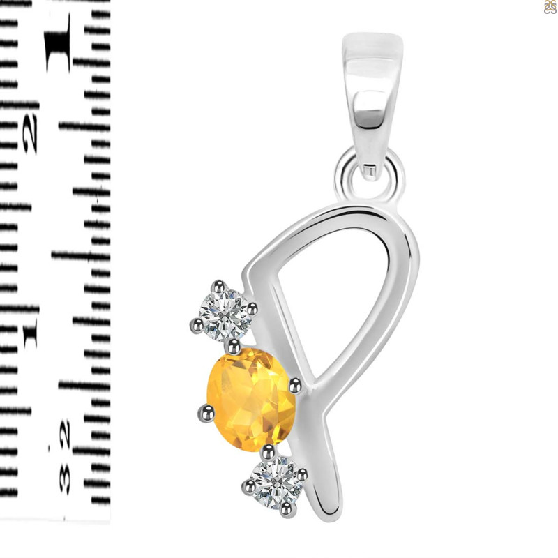 Citrine & White Topaz Alphabet P Pendant CIT-RDA-68.