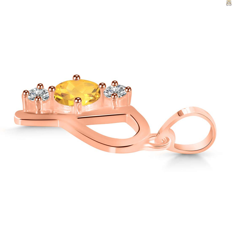 Citrine & White Topaz Alphabet P Pendant CIT-RDA-68.