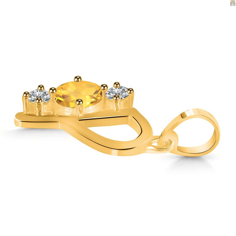Citrine & White Topaz Alphabet P Pendant CIT-RDA-68.