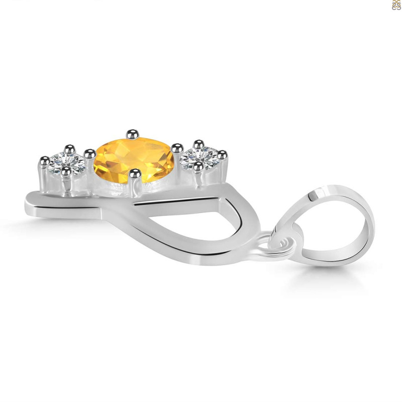 Citrine & White Topaz Alphabet P Pendant