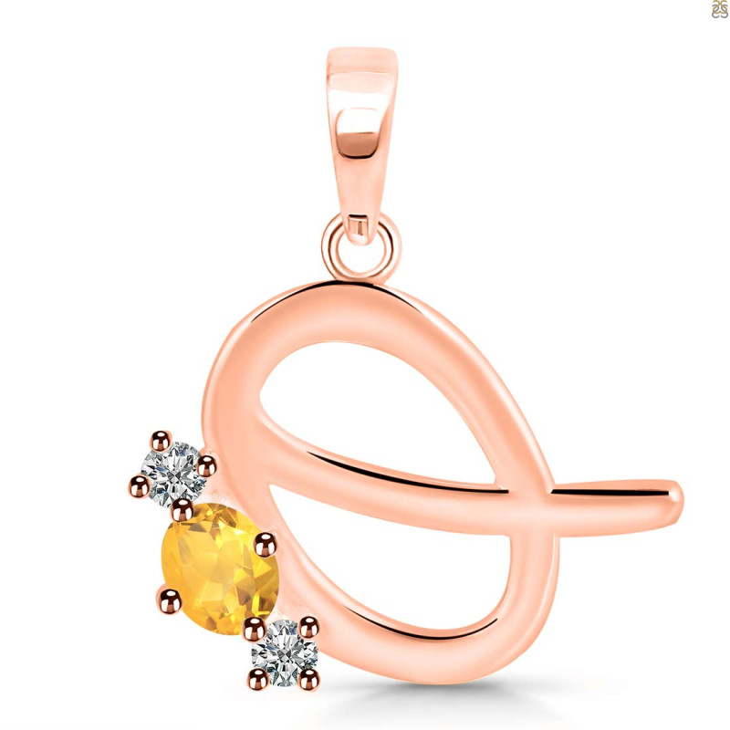 Citrine & White Topaz Alphabet Q Pendant CIT-RDA-69.