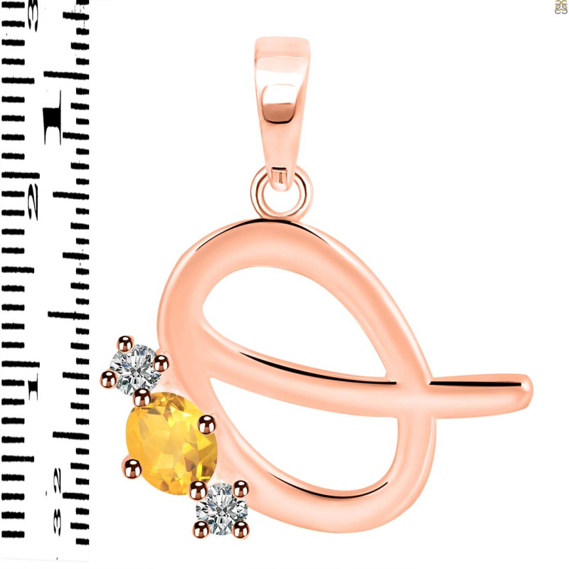 Citrine & White Topaz Alphabet Q Pendant CIT-RDA-69.