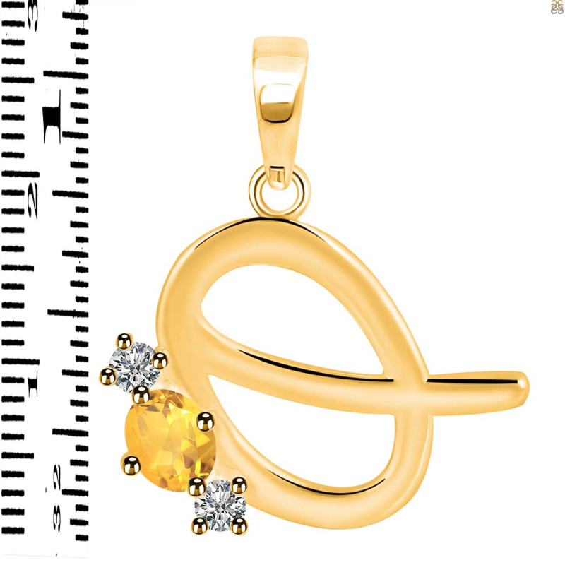 Citrine & White Topaz Alphabet Q Pendant CIT-RDA-69.