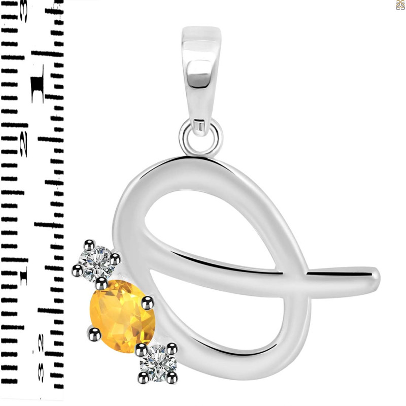 Citrine & White Topaz Alphabet Q Pendant CIT-RDA-69.