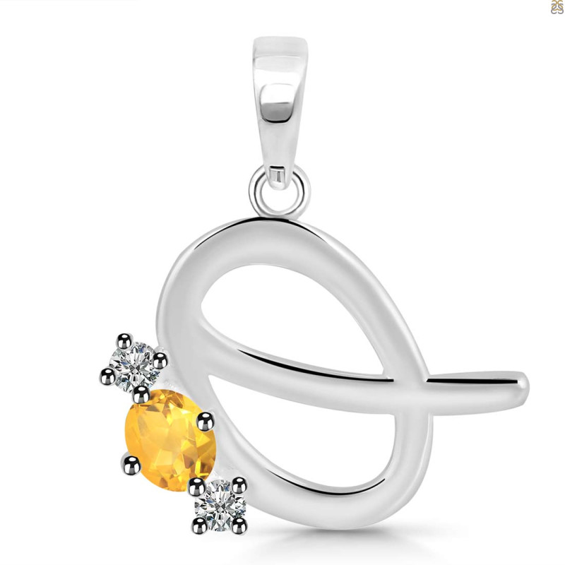 Citrine & White Topaz Alphabet Q Pendant CIT-RDA-69.