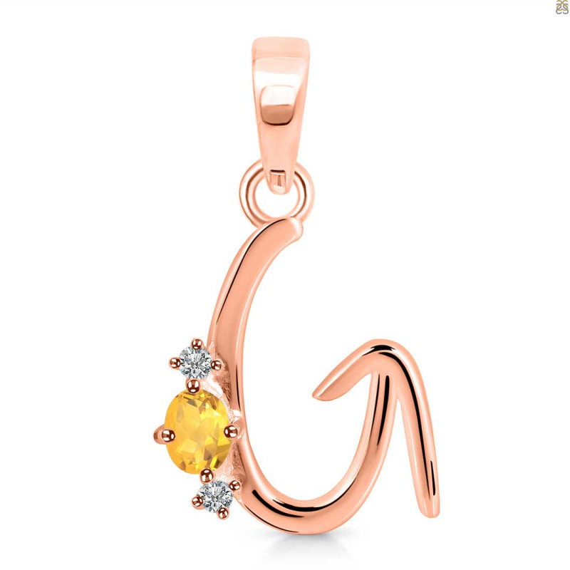 Citrine & White Topaz Alphabet G Pendant CIT-RDA-7.