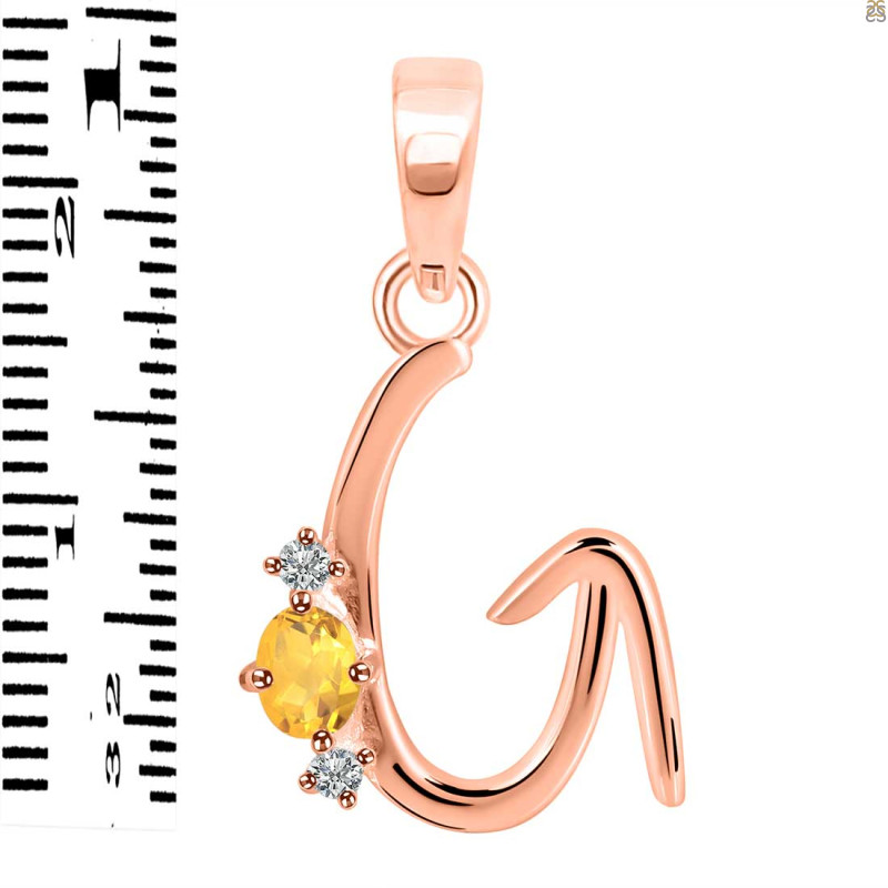 Citrine & White Topaz Alphabet G Pendant CIT-RDA-7.