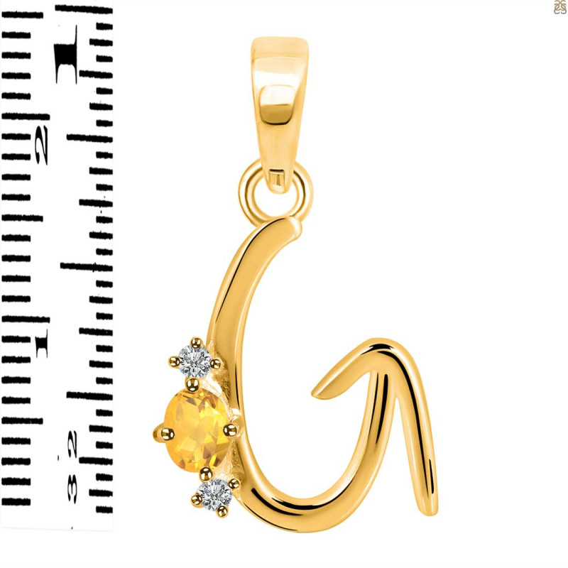 Citrine & White Topaz Alphabet G Pendant CIT-RDA-7.