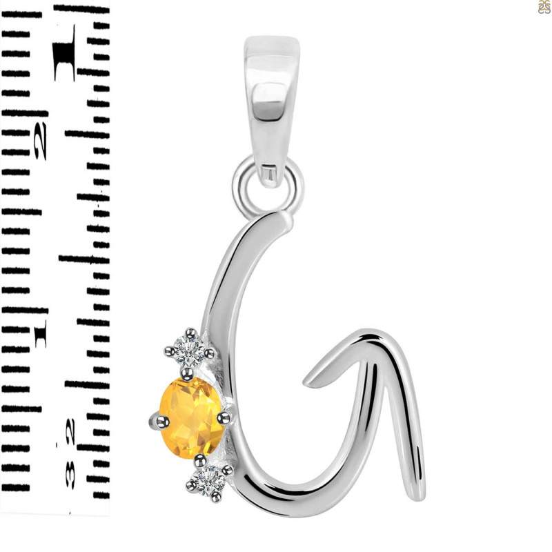 Citrine & White Topaz Alphabet G Pendant CIT-RDA-7.