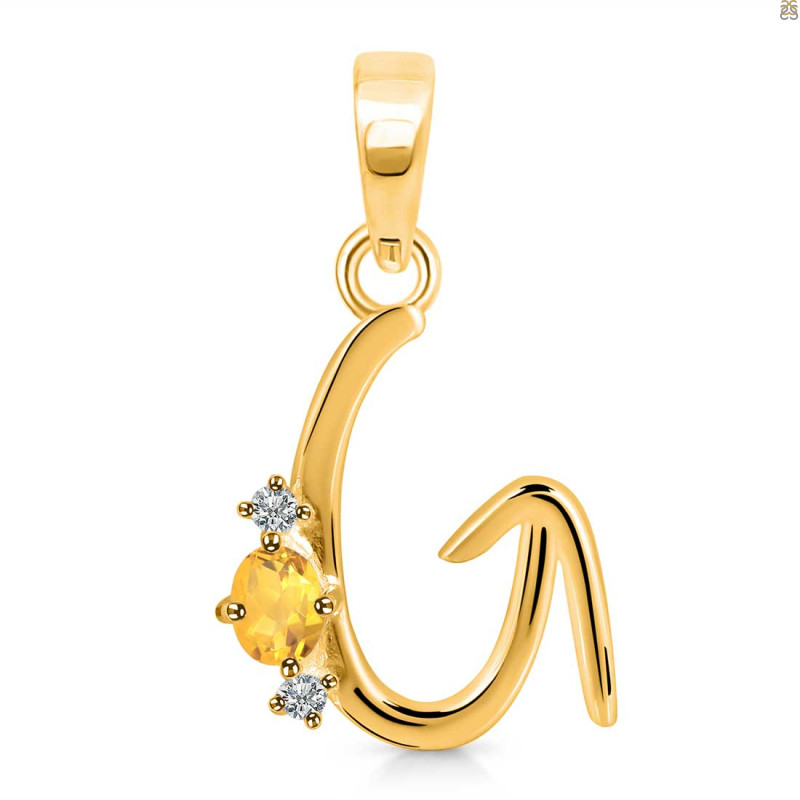 Citrine & White Topaz Alphabet G Pendant CIT-RDA-7.