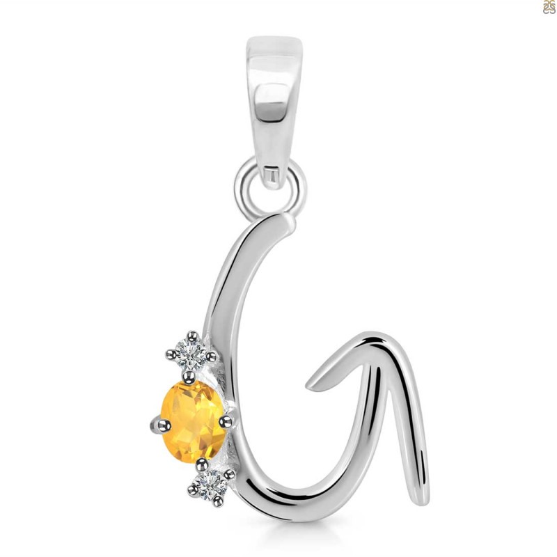 Citrine & White Topaz Alphabet G Pendant CIT-RDA-7.