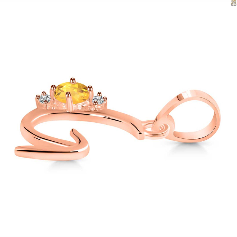 Citrine & White Topaz Alphabet G Pendant CIT-RDA-7.