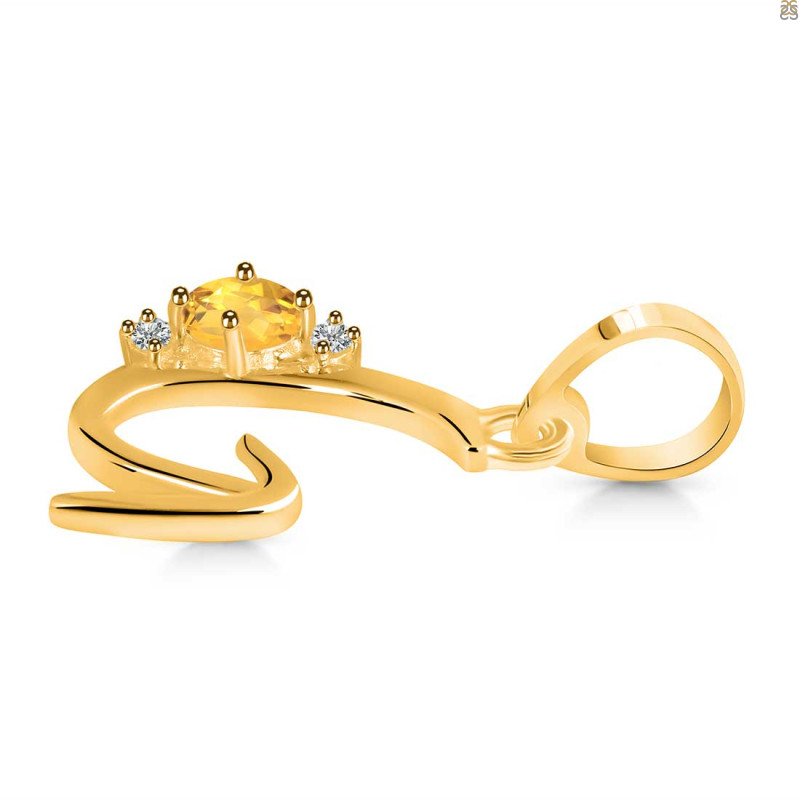 Citrine & White Topaz Alphabet G Pendant CIT-RDA-7.