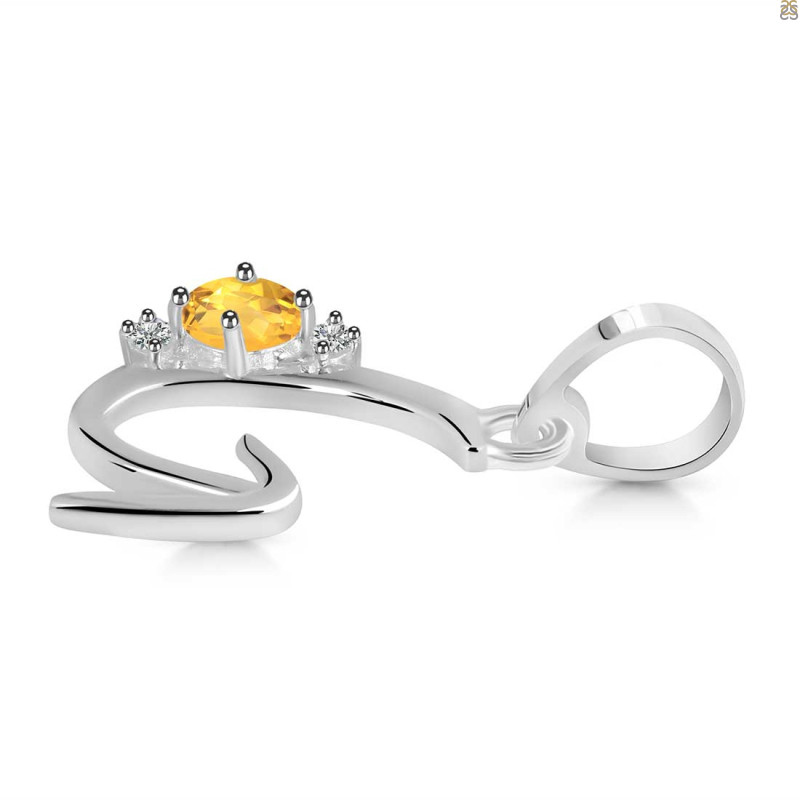 Citrine & White Topaz Alphabet G Pendant