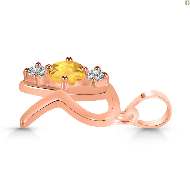 Citrine & White Topaz Alphabet R Pendant CIT-RDA-70.