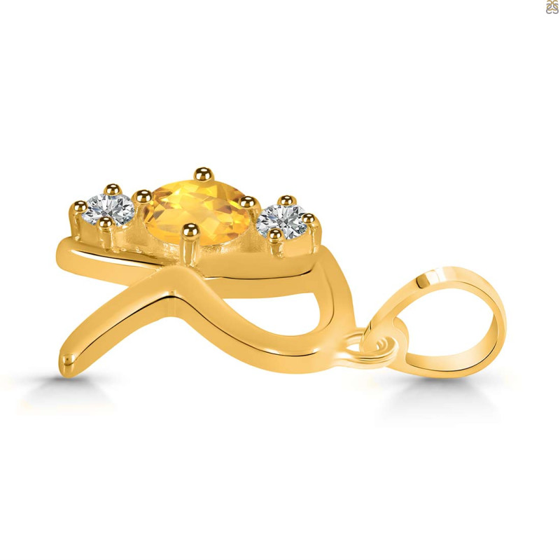 Citrine & White Topaz Alphabet R Pendant CIT-RDA-70.