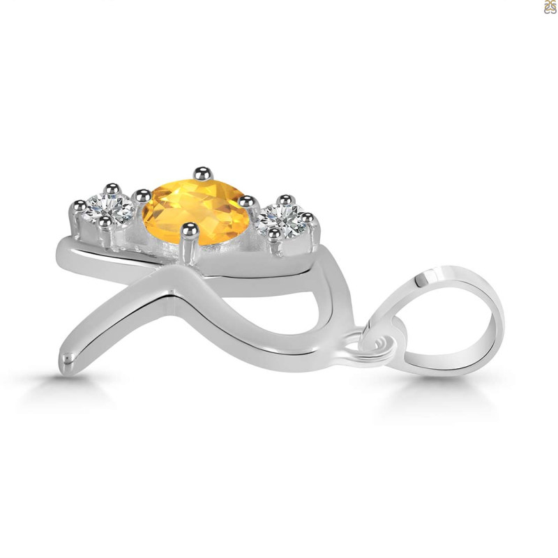 Citrine & White Topaz Alphabet R Pendant