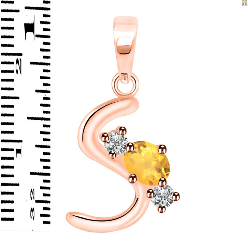 Citrine & White Topaz Alphabet S Pendant CIT-RDA-71.