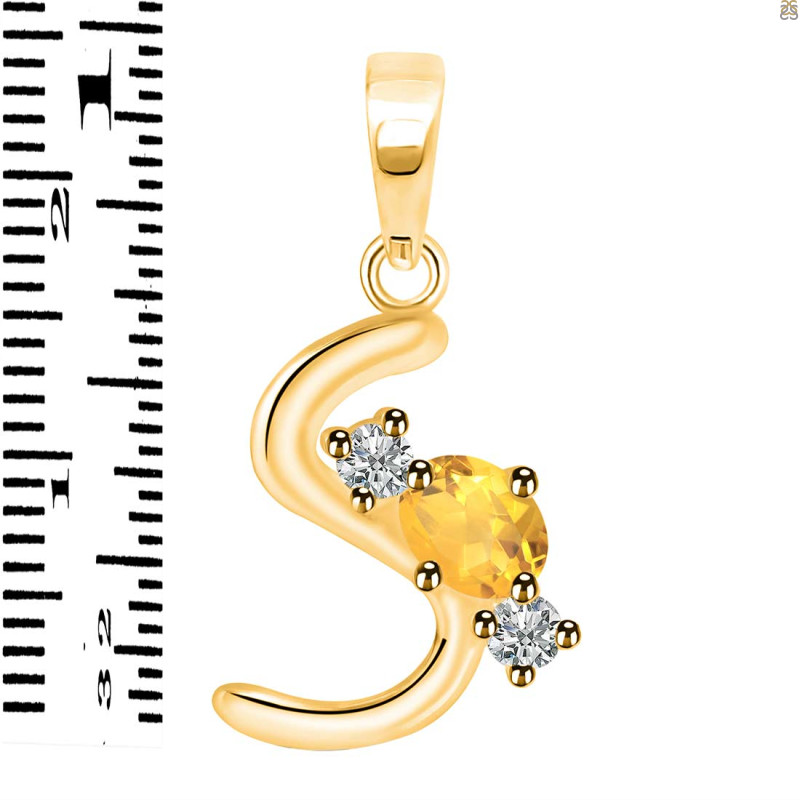 Citrine & White Topaz Alphabet S Pendant CIT-RDA-71.