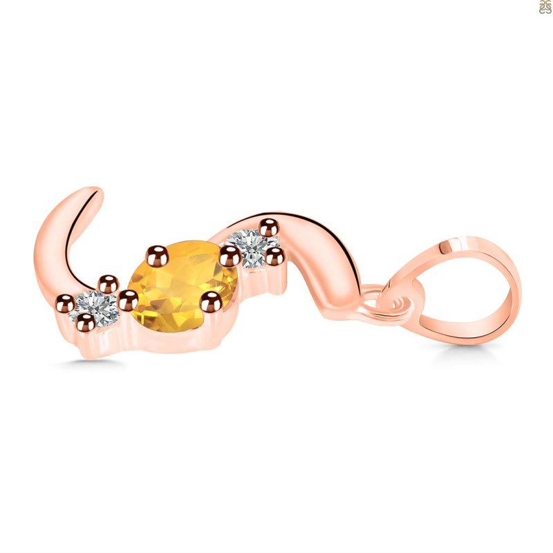 Citrine & White Topaz Alphabet S Pendant CIT-RDA-71.