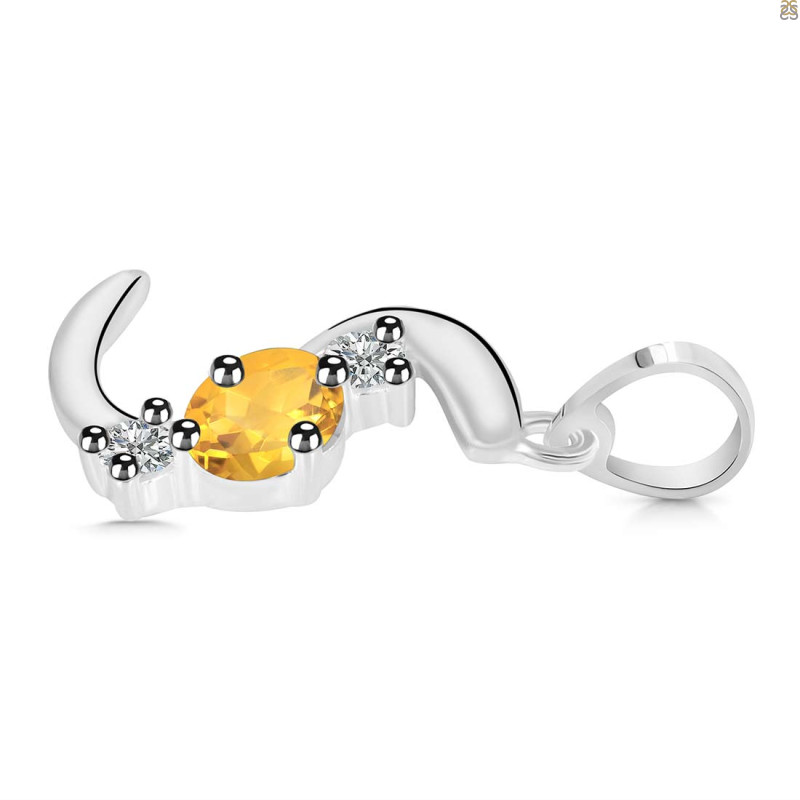 Citrine & White Topaz Alphabet S Pendant