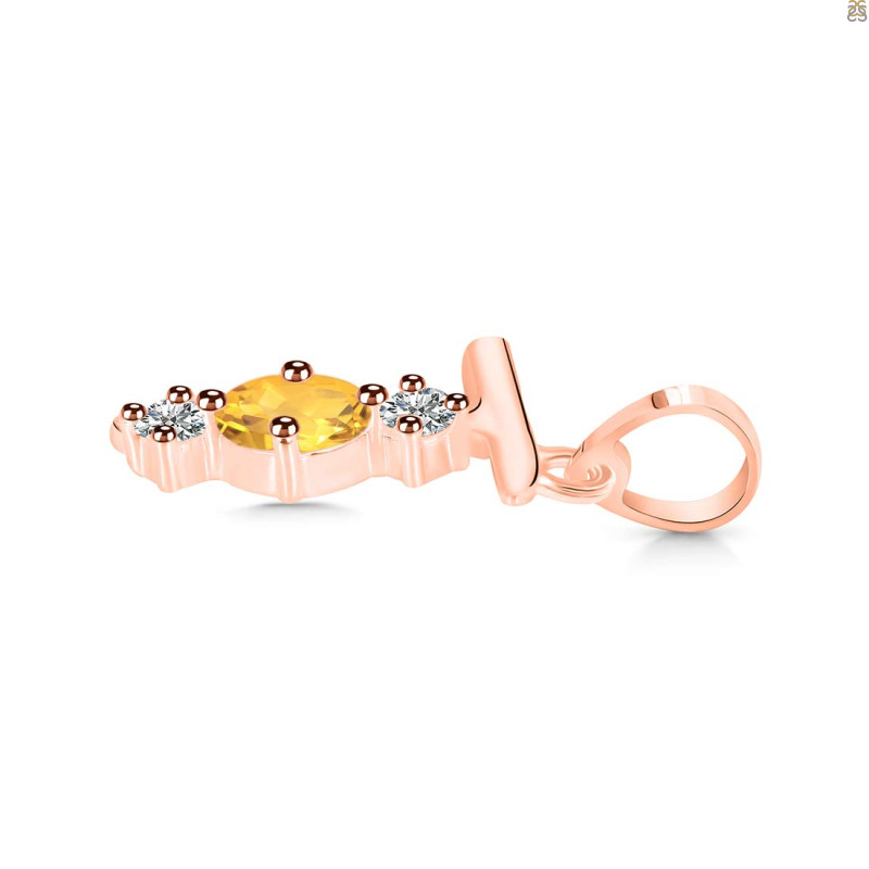 Citrine & White Topaz Alphabet T Pendant CIT-RDA-72.