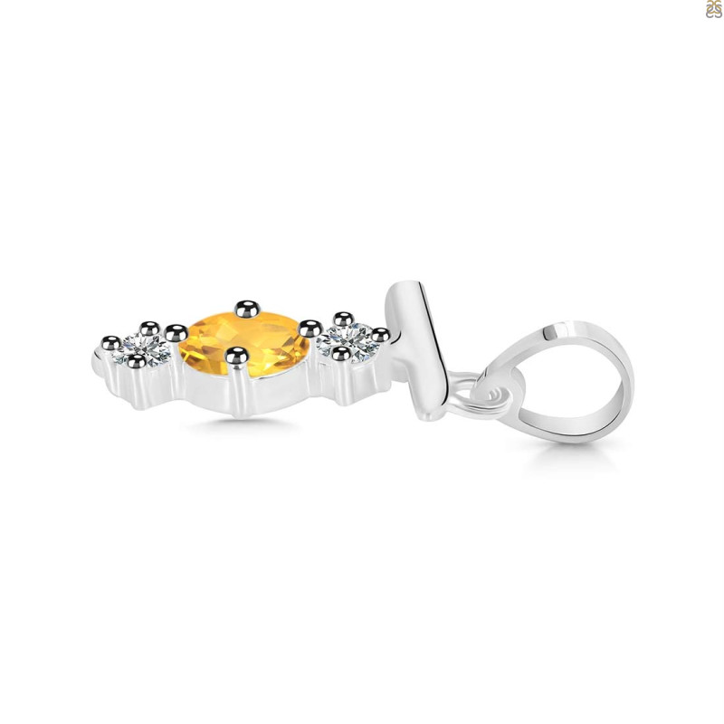 Citrine & White Topaz Alphabet T Pendant