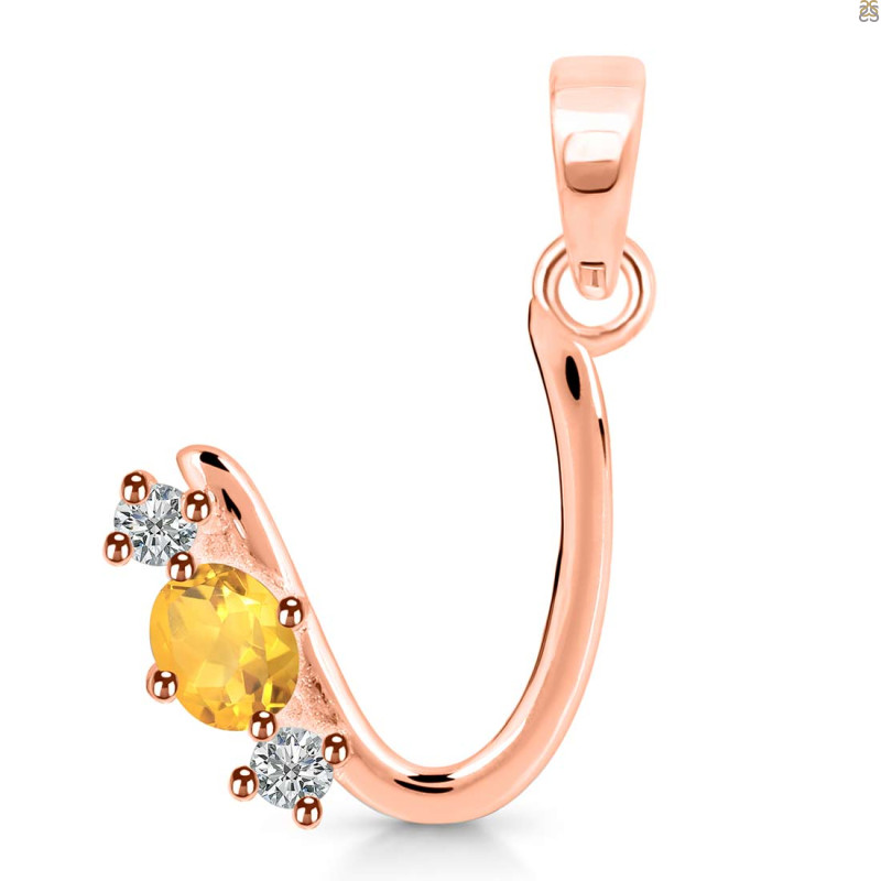 Citrine & White Topaz Alphabet U Pendant CIT-RDA-73.
