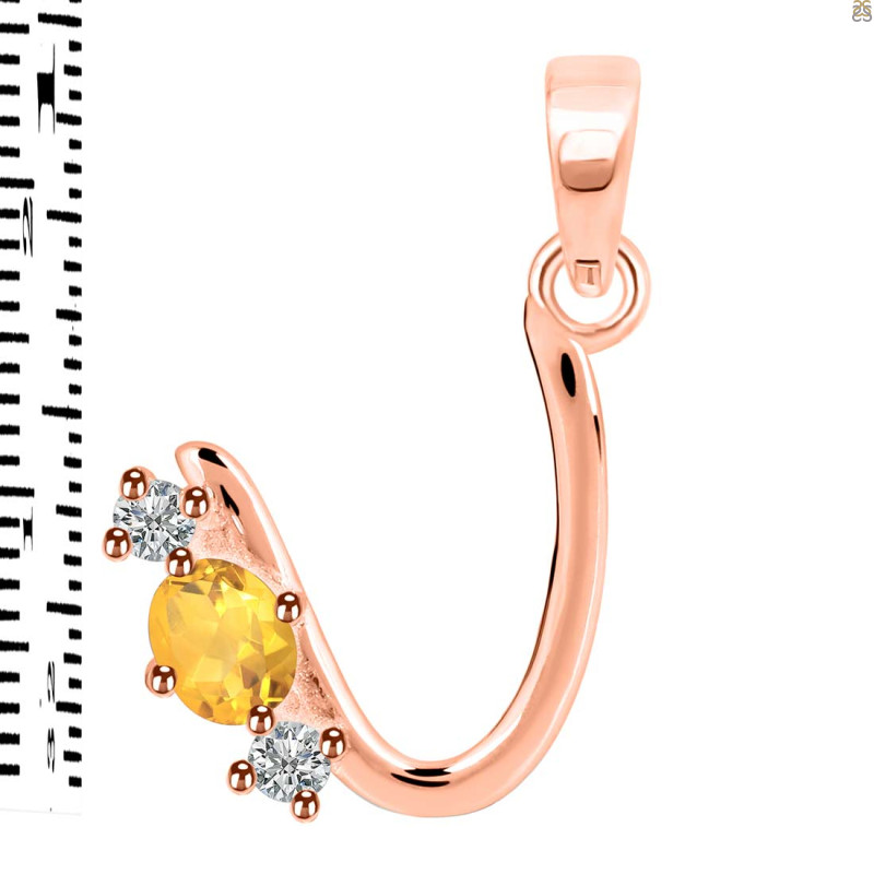 Citrine & White Topaz Alphabet U Pendant CIT-RDA-73.