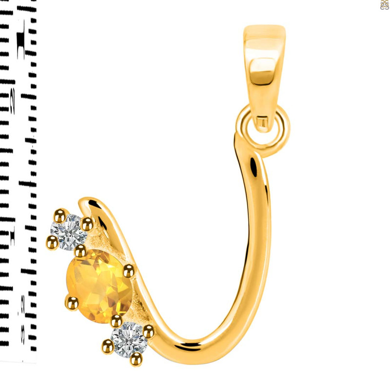 Citrine & White Topaz Alphabet U Pendant CIT-RDA-73.