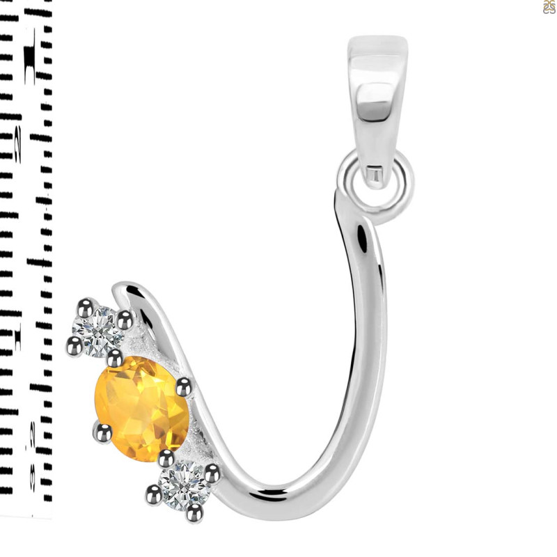 Citrine & White Topaz Alphabet U Pendant CIT-RDA-73.