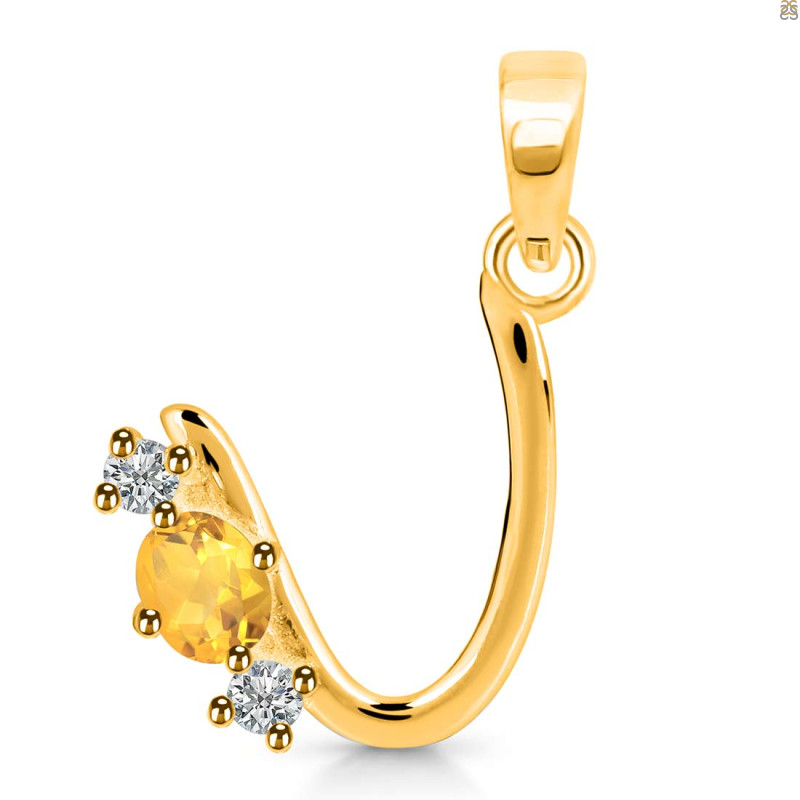 Citrine & White Topaz Alphabet U Pendant CIT-RDA-73.