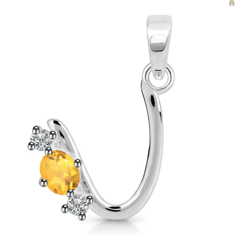 Citrine & White Topaz Alphabet U Pendant CIT-RDA-73.